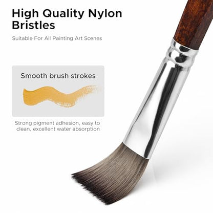 Bougimal 33 Pcs Paint Brush Set, No-Shedding Artist Paint Brushes | Paint Brush Kit with Flat Round Filbert Fan Angle Detail Brush for Acrylic, Oil, Watercolor, for Artists & Beginners (Tawny) - color: Tawny
