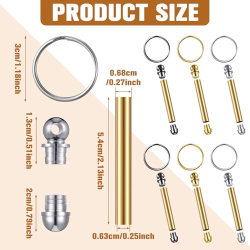 XunYee 12 Pcs WoodTurning Keychain Kit Woodturning Project Kit Wood Turning accessories Mandrel Woodturning keychain for Carpentry woodworker gift(Silver, Black, Gold) - color: Silver, Black, Gold