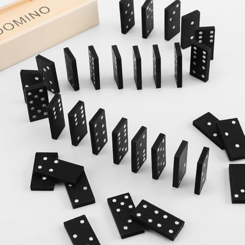 Hungdao 80 Pack Mini Dominos Set for Kids Adults Bulk Double 6 Dominoes 28 Tiles Wooden Traditional Board Games Double Six Standard Dominoes Party Favors Gifts Travel Family Games Toys with Wood Case