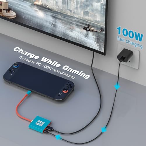 Tendak Switch TV Docking Station, Portable Switch TV Dock for Switch 1/OLED/Steam Deck/ROG Ally, Switch Dock with USB 3.0 Port, Support 4K/60HZ Output and PD Charge, Not Support Switch 2