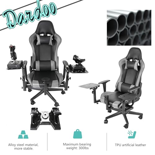 Dardoo Flight Simulator Cockpit with Gray Seats, fit for Thrustmaster HOTAS Warthog/G Saitek/Airbus Stick and Throttle/A10C Rocker, Multi-Scene Applications, ExcludingThrottle, Joystick and Pedal