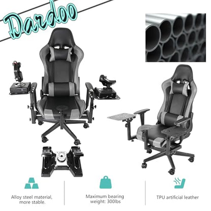 Dardoo Flight Simulator Cockpit with Gray Seats, fit for Thrustmaster HOTAS Warthog/G Saitek/Airbus Stick and Throttle/A10C Rocker, Multi-Scene Applications, ExcludingThrottle, Joystick and Pedal