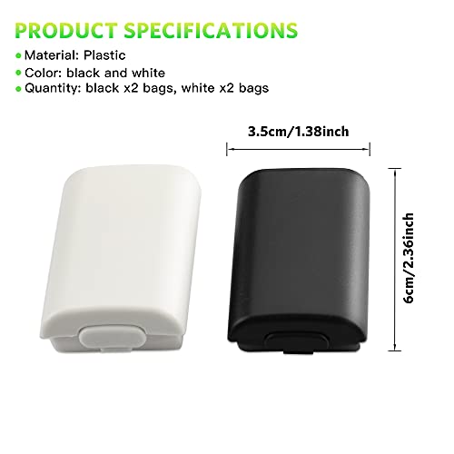 Xahpower Battery Pack Cover for Xbox 360, Replacement Battery Pack Cover Shell Repair Part Compatible with Xbox 360 Wireless Controller(4 Pack, Black, White)