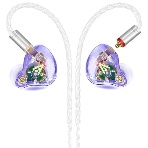 Vibes 202 Wired Earbuds - HiFi in Ear Monitor Headphones – Professional Noise Isolating Ear Buds - Clear Sound, Deep Bass & Comfort-Fit IEM Earphones - MMCX to 3.5mm, Silver Plated Cord, Carrying Case - color: A-Light Purple, style: 1) 3.5mm