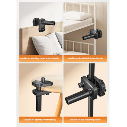 Overhead Camera Mount and Phone Holder with 10” Ring Light Canvas Lamp Adjustable Desk Tripod Stand Compatible with Logitech Webcam for YouTube, Live Streaming, TikTok, Cooking, Nail Video