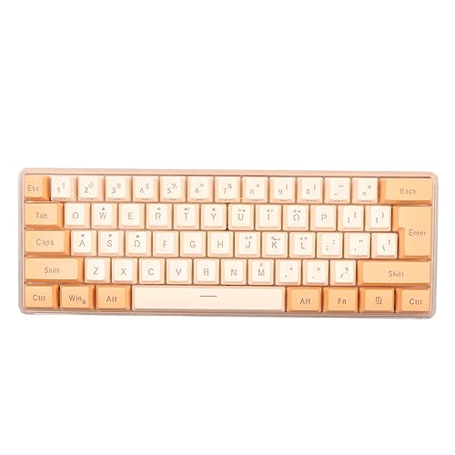 Mini Keyboard, 61 Keys Keyboard Wired Gaming Keyboard RGB Small Gaming Keyboard Gaming Keyboard 60 Percent Imitated Mechanical Compact for Typist (Orange Yellow)
