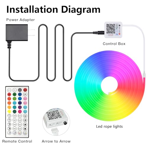 Neon RGB Rope Lights,IP67 Waterproof,Flexible Led Rope Lights,Control with App/Remote,Music Sync,for Gaming Room Living Bedroom Wall Decor (20FT) - size: 20FT