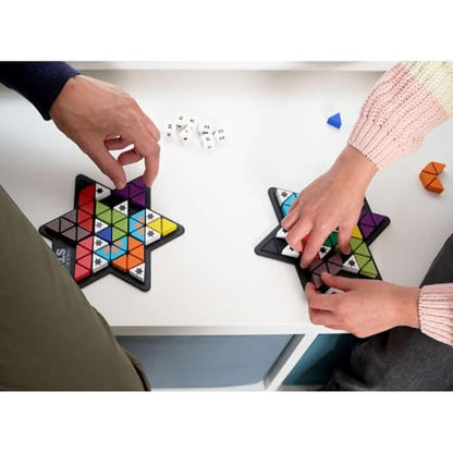 The Happy Puzzle Company The Genius Star | Toy of The Year Award Winning Family Board Game | 165,888 Possible Puzzles | Filling in Colored Shapes | Blockers to Complete A Star | Golden Star Twist