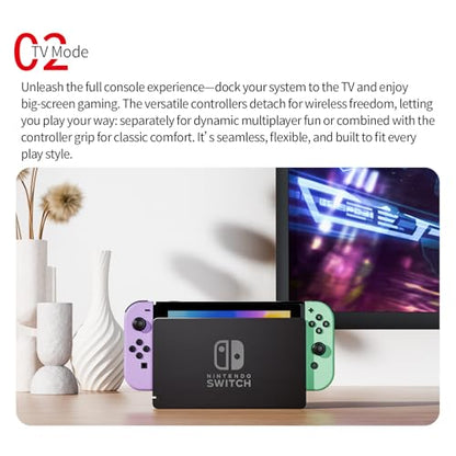 Tideal Set of Replacement Controller for Nintendo Switch - Compatible with Nintendo Switch (1) / OLED/Lite - Dual Vibration/Motion Control / 6-Axis Gyro (Purple & Green) - color: Purple & Green
