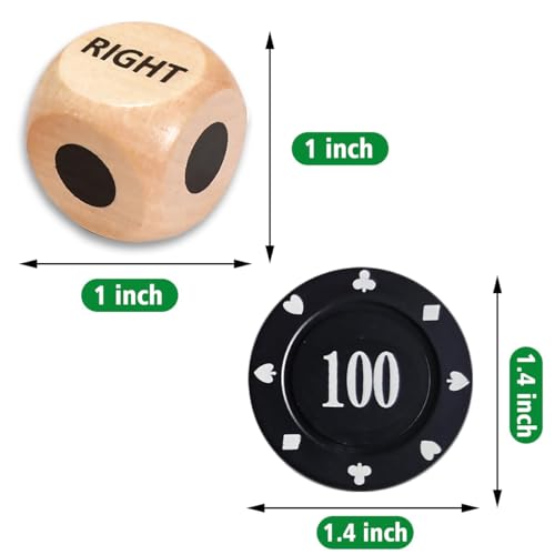 ZLIXING 3 Pcs Dice with 50 Pcs Poker Chips Games Set | Family board games, funny party stuff, cool travel gadgets
