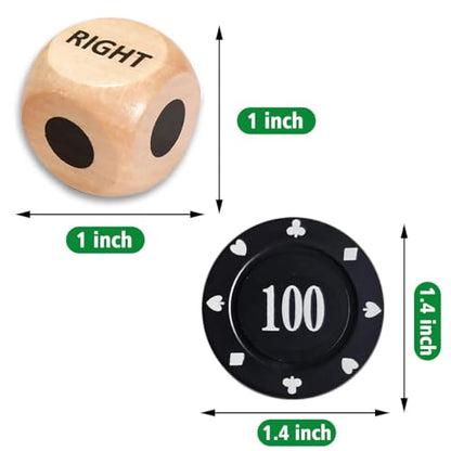 ZLIXING 3 Pcs Dice with 50 Pcs Poker Chips Games Set | Family board games, funny party stuff, cool travel gadgets