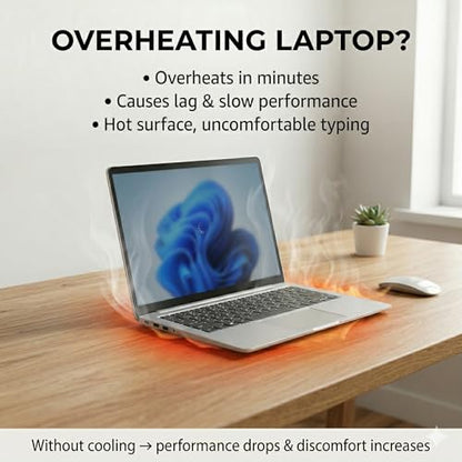 Black Cooling Stand for iPad & Small Laptops up to 13" – Turbo Fan, Adjustable Height & 360° Rotation | NOT for 15.6"–17" or Gaming Laptops | MacBook Air, Surface Pro, iPad Pro