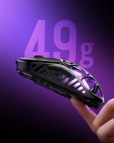 GravaStar Mercury X Wireless Gaming Mouse – 32,000 DPI PAW 3950 Sensor, 1000Hz Polling Rate, Only 49g, Magnesium Alloy Hollow Frame, RGB Lighting, 5 Programmable Buttons - color: Gray, style: 1K Polling Rate