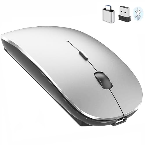 PeiBO Bluetooth 5.2 Wireless Dual-Mode Mouse, Gray Black, 2022 Model - color: Gray black