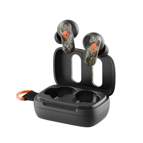 Skullcandy Dime 3 Wireless In-Ear Bluetooth Earbuds - Realtree APX | Noise Isolating Fit, 20 Hours Battery, Microphone for iPhone Android, Easy Carry with Integrated Lanyard, Travel Friendly - color: Realtree APX Black/Orange