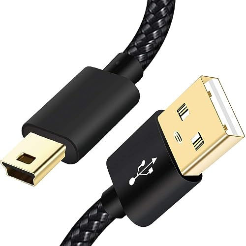 SCOVEE Mini USB Cable Braided 3ft Type A Male to Mini B Cable Data Charging Cord for GoPro Hero 3+,PS3 Controller Cord,MP3 Player,Dash Cam for Garmin Nuvi,Camera Charger for Canon PowerShot Rebel ELPH - size: 3ft
