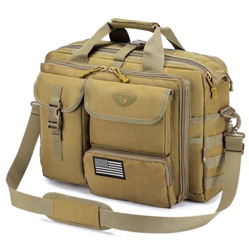 Stypos Tactical Messenger Bag,Tactical Briefcase for Man Military Laptop Bag 14 Inch/15.6 Inch /17.3 Inch Messenger Work Bag - color: Khaki, size: 18inch Large