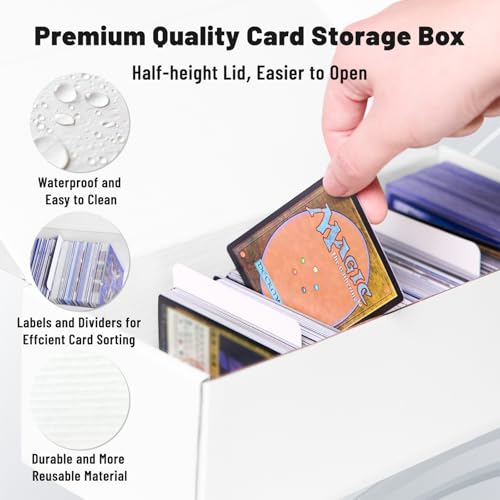 NUMINA 4 Pack Trading Card Storage Boxes Card Organizer with Dividers | 600 Cards Per Box, Secure Lid Design, Shipping Ready, Dividers & Labels Included, Heavy-Duty Cardboard, Fits TCG & Sports - size: 10 in (4-Pack)