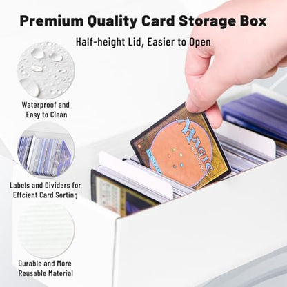 NUMINA 4 Pack Trading Card Storage Boxes Card Organizer with Dividers | 600 Cards Per Box, Secure Lid Design, Shipping Ready, Dividers & Labels Included, Heavy-Duty Cardboard, Fits TCG & Sports - size: 10 in (4-Pack)