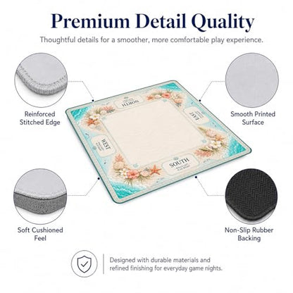 Beach Sea Shell Mahjong Mat,Non Slip American Mah Jongg Table Mat | 32in soft neoprene mah jongg mat reduces tile noise protects tabletops & packs easily for game nights or a thoughtful gift - color: 018