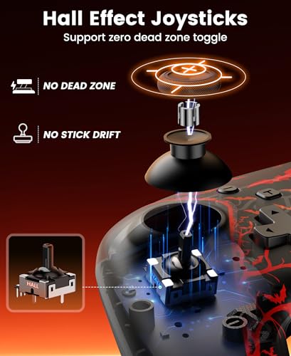 Switch 2 Pro Controller with Charging Dock, 1000mAh Battery, Wireless Bluetooth Controller with Hall Effect Joysticks & Triggers, for Switch2/Switch/Switch OLED/Switch Lite, with 7 Light Modes/Paddle/Turbo/Motion - color: Orange