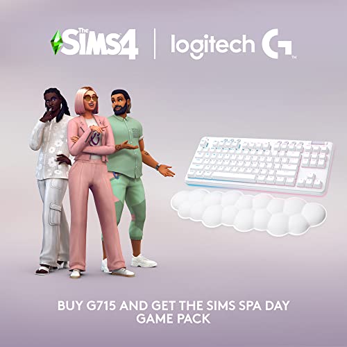 Logitech G715 Wireless Mechanical Gaming Keyboard - White Mist | LIGHTSYNC RGB, Lightspeed wireless, mechanical linear switches, keyboard palm rest, PC/Mac compatible - size: Wireless, style: Linear