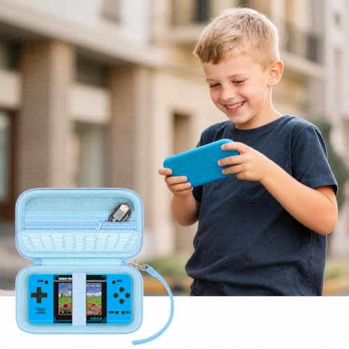 casmilee Handheld Game Console Case for WELLST·G/TaddToy/Beijue | Hard Shell, Padded Divider and Mesh Pocket, Carabiner Carry, for Kids and Adults, Case Only, Light Blue - color: Light Blue