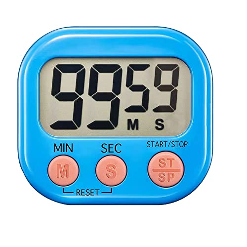 Digital Kitchen Timer for Cooking, Multi-Function Electronic Timer, Big Digits Loud Alarm Strong Magnetic Backing, Classroom Timers for Teachers - color: Blue