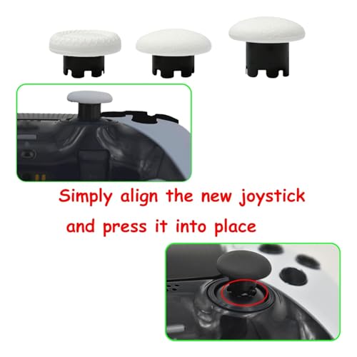 6 Pack Interchangeable Thumbstick Caps for PS5 DualSense Edge Controller,Swappable Thumbsticks Replacement for PS5 Edge Controller,Replacement Joysticks for PS5 Edge Controller(White) - color: white