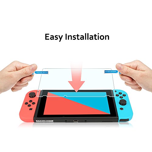 TJS 2 Pack Screen Protector for Nintendo Switch Model 2017 6.2" (Clear) | Tempered Glass Screen Protector Works While Docking 0.3mm Thickness/Bubble Free/Ultra Clear/9H Hardness/ Anti-Fingerprint - size: Nintendo Switch 6.2''