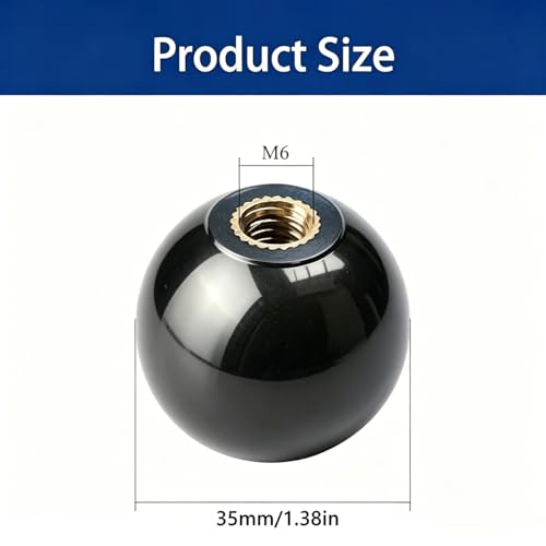 2Pcs Black Arcade Joystick Ball Top 35mm M6 Thread Replacement Joystick Knob for DIY Fight Stick, Home Arcade, Commercial Gaming Machine – PS & ABS Material 30g (Black) - color: Black