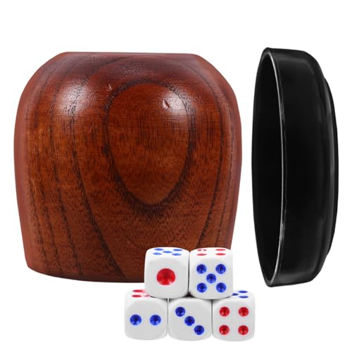 VOSAREA Wooden Dice Rolling Cup Set with Lid Capacity Shaking Box for Board Games Includes Small Dice and Easy to Clean Storage Cup