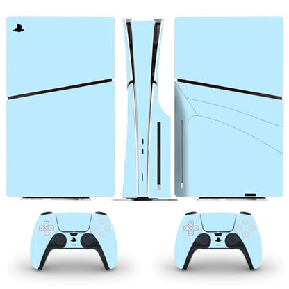 Solid Color Skin Wrap Compatible with PS5 Slim Disc Edition (Light Blue) | Console Cover Protective Sticker, Game Controller Vinyl Wrap - color: Light Blue