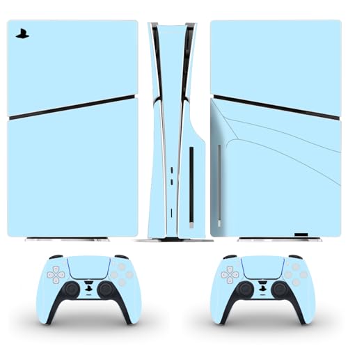 Solid Color Skin Wrap Compatible with PS5 Slim Disc Edition (Light Blue) | Console Cover Protective Sticker, Game Controller Vinyl Wrap - color: Light Blue