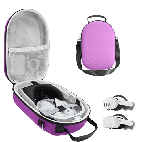 Hard Carrying Case Compatible with Oculus Meta 3/3S,VR Headset Elite Strap and Touch Controller Accessories Carry Case,Hard Shell Travel Storage Bag (Purple) - color: Purple