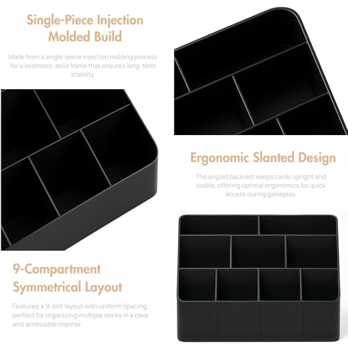American-Style Board Game Card Rack | 9-Compartment Plastic Deck Organizer for Board Games, TCGs, and RPGs (White) - color: White
