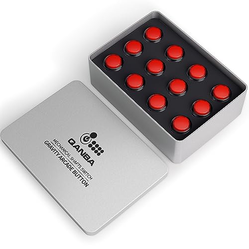 Qanba Gravity KS Mechanical Shafts Silent Pushbutton 24mm Snap-in (Boxed (Clear Red Black E10(12 pcs) - color: Clear Red Black E10(12 pcs）