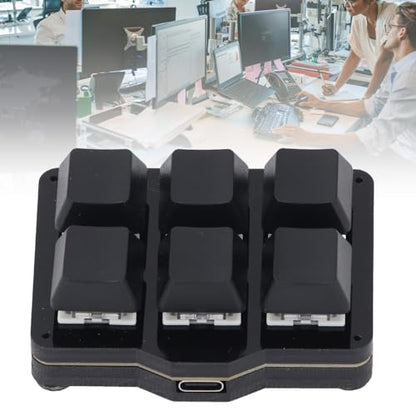AstraLoom One Handed Macro Mechanical Keyboard Programmable NKRO Hotkeys 6 Keys USB Keypad with Floating Window for Gaming and Office Work Black ABS Acrylic