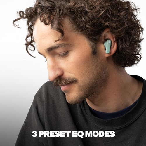 Skullcandy Smokin’ Buds Wireless Noise Isolating Earbuds - Preppy Sage | In-Ear Fit, Bluetooth, 20 Hours Battery, IPX4 Sweat and Water Resistant, Microphone for iPhone Android, Commuting, Studying - color: Preppy Sage