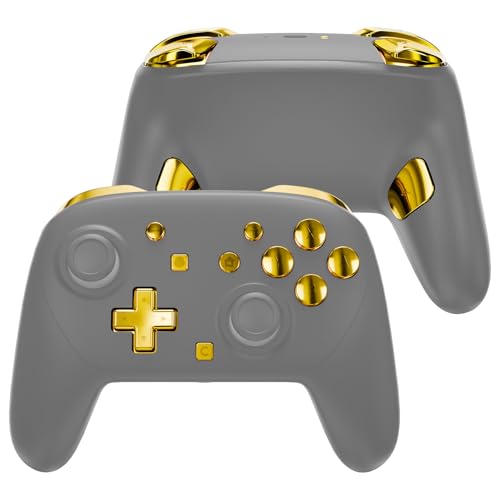 eXtremeRate DIY Replacement Full Set Buttons for Nintendo Switch 2 Pro Controller, Chrome Gold Custom ABXY Dpad + - Home Capture Power L R ZR ZL Triggers Sync GL GR Buttons for Switch 2 Pro Controller - color: Chrome Gold