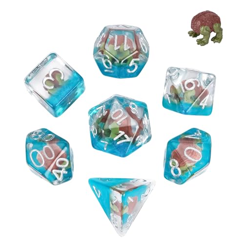 UDIXI 7PCS DND Dice Set Resin Polyhedral Dice Set for D&D Tabletop Games | Intellect Devourer Inclusions, Velvet Storage Bag, DM Gift, for Dungeons and Dragons Role Playing Games Board Games - color: Intellect Devourer