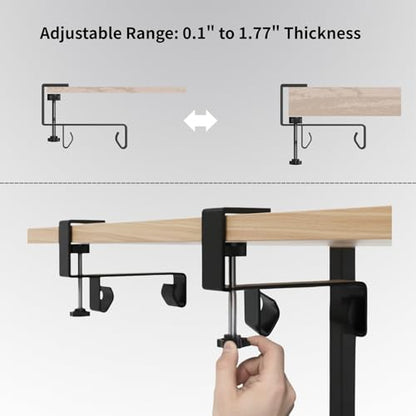 No Drill Under Desk Cable Management Tray, 47.5” Fabric Clamp Mount Cord Organizer for Table, Heavy Duty Wire Management for Office Home, Black - size: 48 inch