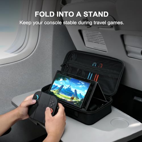 Pogriko Switch 2 Case for Nintendo Switch 2, Travel Carrying Case Holds Switch 2 Console, Dock, Controller, Joycon Straps, Grip, AC Adapter, HDMI Cable & Game Card with 2 Tempered Glass Screen