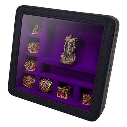 Forged Dice Co. RPG Character Shrine Display Case for Dice and DND Miniatures - Includes Travel Dice Tray and Display Lid - Compatible with Dungeons and Dragons Dice and Miniatures - Purple - color: Purple
