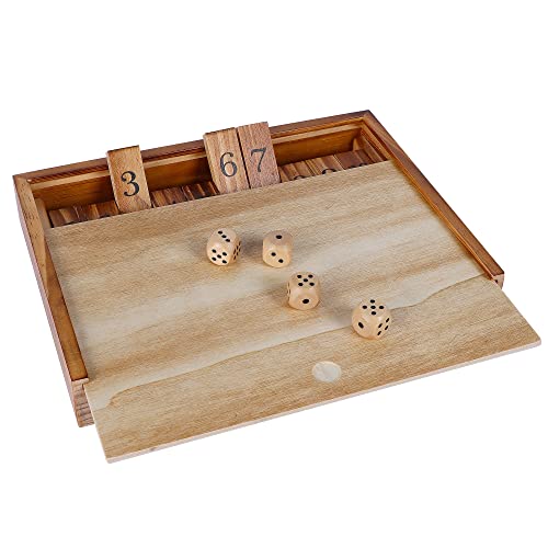 Glintoper Shut The Box & 4 in a Row Tables Game Set, Classic Wood Dice Game with Numbers & Line Up 4 Game for Kids Family, Living Room Rustic Coffee Table Decor, Travel Game Strategy Board Games - style: Shut The Box & 4 in a Row