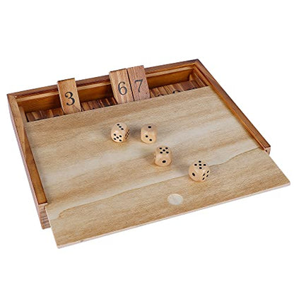 Glintoper Shut The Box & 4 in a Row Tables Game Set, Classic Wood Dice Game with Numbers & Line Up 4 Game for Kids Family, Living Room Rustic Coffee Table Decor, Travel Game Strategy Board Games - style: Shut The Box & 4 in a Row
