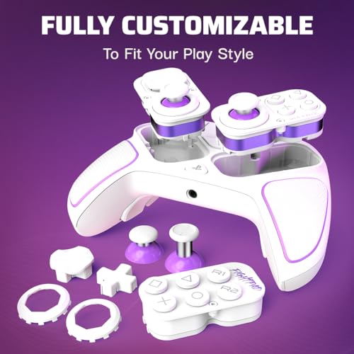 PDP Victrix Pro BFG Wireless Gaming Controller for Playstation 5 / PS5, PS4, PC, Modular Esports Gamepad, Remappable Buttons, Customizable Triggers/Paddles/D-Pad/Fightpad, PC App, White - color: White