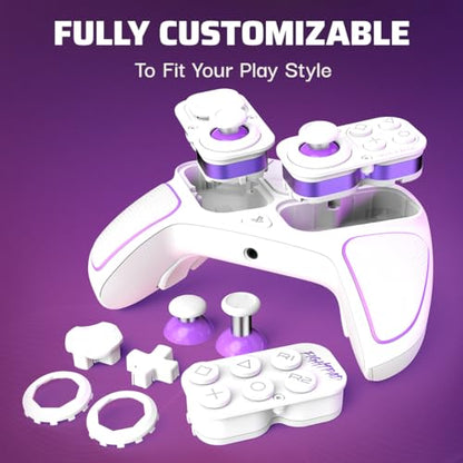 PDP Victrix Pro BFG Wireless Gaming Controller for Playstation 5 / PS5, PS4, PC, Modular Esports Gamepad, Remappable Buttons, Customizable Triggers/Paddles/D-Pad/Fightpad, PC App, White - color: White