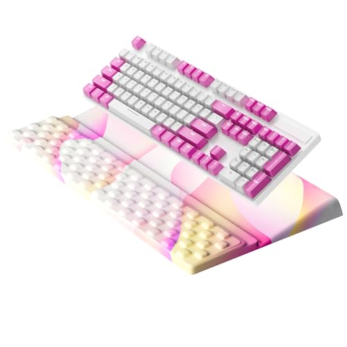 Ospelelf Keyboard Wrist Rest, Ergonomic Memory Foam Wrist Support for Typing & Gaming, Tilted Keyboard Pad, Aesthetic Desk Accessories for Office, Relief for Carpal Tunnel & Wrist Pain, Flowcolor - color: Flowcolor