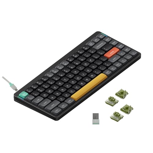 NuPhy Air75 V2 Portable 75% Low Profile Keyboard,84 keys RGB Backlight Wireless Mechanical Keyboard,Supports Bluetooth/2.4G/USB-C,Compatible with Windows/Mac OS/Linux Systems-Black Gateron Moss Switch - color: Black, size: Gateron Moss Switch